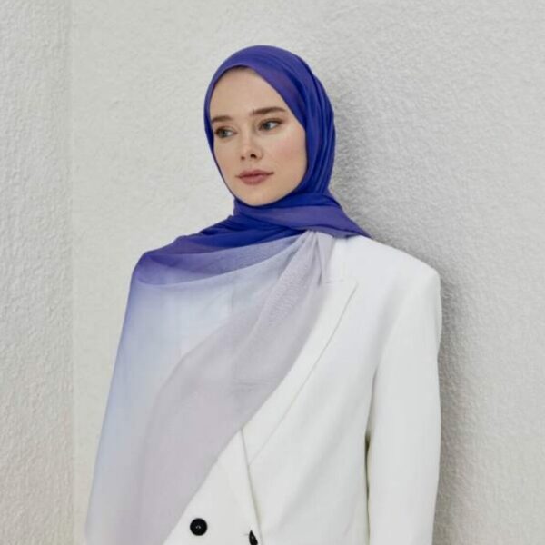 Degrade Hijab - Kobalt-weiß